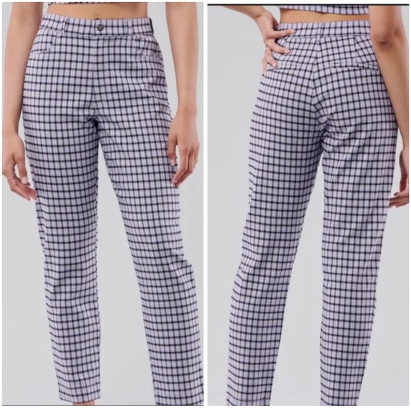 Hollister Pants - Hollister NWT Ultra High Rise Pants in Purple Plaid Small